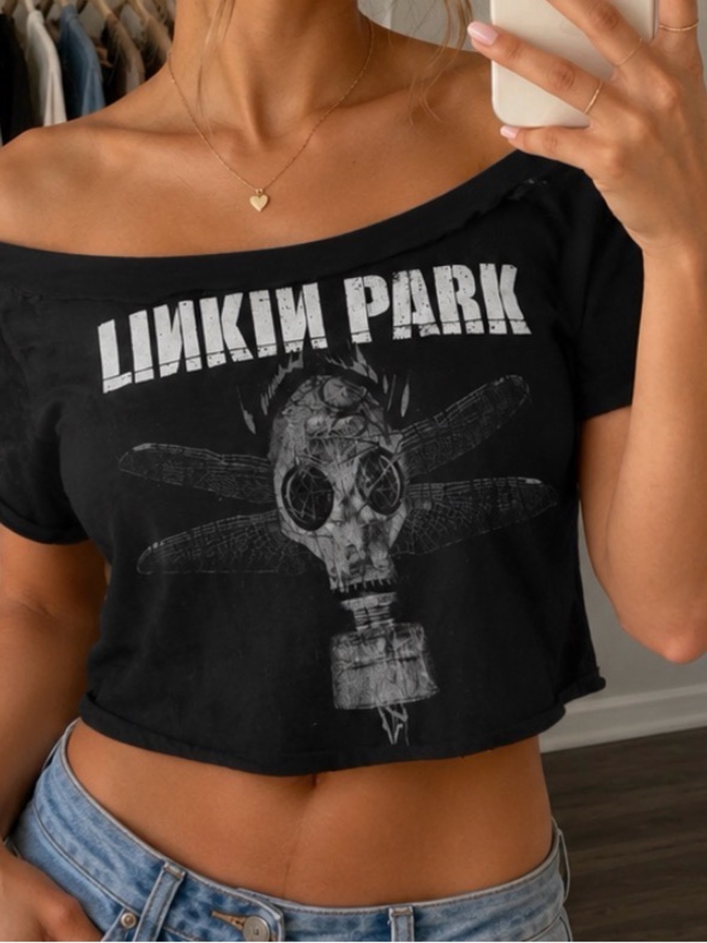 Linkin Park Cropped Band Tee Black Graphic T-Shirt Grunge Y2K